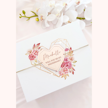 Load image into Gallery viewer, Floral Geometric Heart Personalised Gift Boxes with Engraved Acrylic Heart