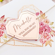 Load image into Gallery viewer, Floral Geometric Heart Personalised Gift Boxes with Engraved Acrylic Heart