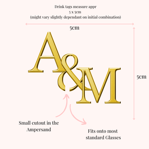 Laser cut acrylic drink tags drink charm letter initials wedding accessory