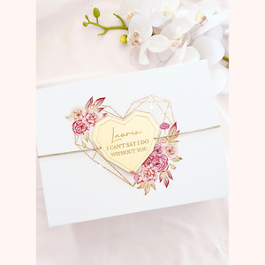 Floral Geometric Heart Personalised Gift Boxes with Engraved Acrylic Heart