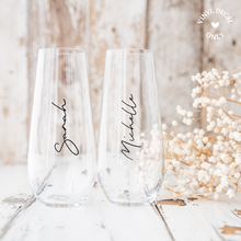 Load image into Gallery viewer, custom personalised vinyl decal stickers for wine champagne whiskey glasses