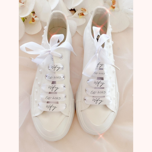 custom personalized satin shoelaces wedding bridal shoelaces