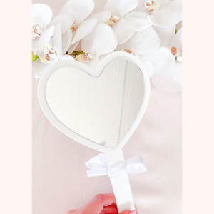 custom personalised handheld acrylic mirror for brides wedding day prep