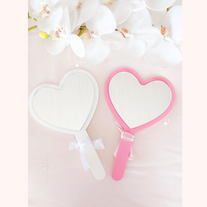 custom personalised handheld acrylic mirror for brides wedding day prep