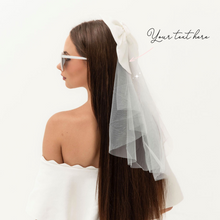 Load image into Gallery viewer, personalised white bow with veil bride bridal shower bachelorette bow