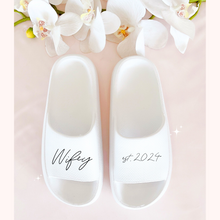 Load image into Gallery viewer, custom text slide slip on shoes with optional pearls