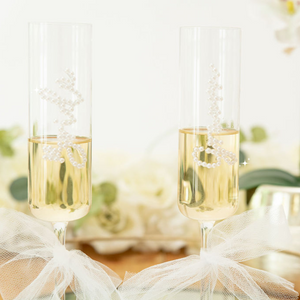 Pearl Custom text Personalised Champagne flute glasses