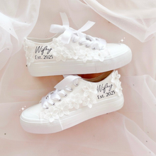 Load image into Gallery viewer, personalized floral sneakers custom wedding and special occasion shoes