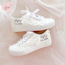 Load image into Gallery viewer, personalized floral sneakers custom wedding and special occasion shoes