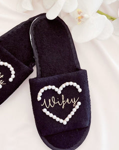 custom personalised pearl heart slipper