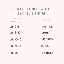 Load image into Gallery viewer, swimsuit sizing guide