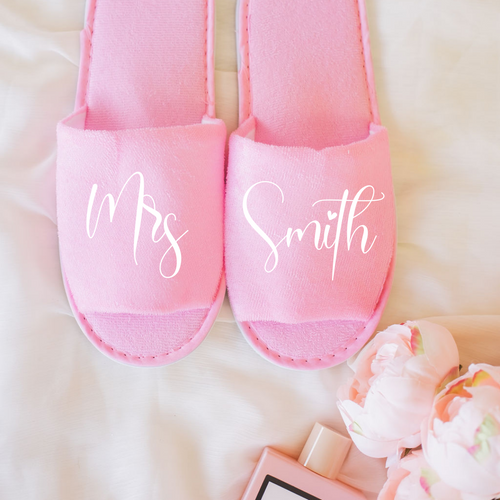 Personalized bridal slippers pink