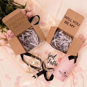 Godparent Proposal Box with stemless wine glass