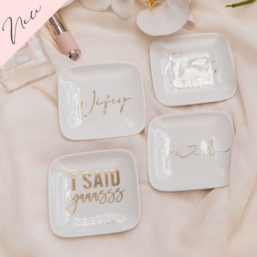 Custom personalized wedding ring dish